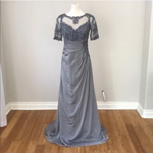 Val Stefani Gray sequin and sheer gown